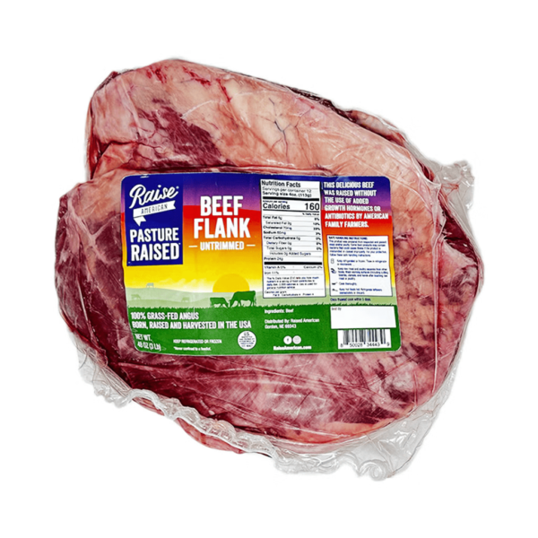 100% Grass Fed Angus Beef Flank （Untrimmed）, Frozen 3 lb
